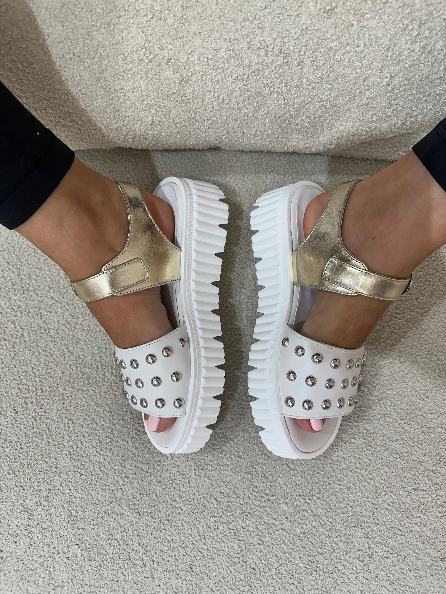 BIANCO WHITE STUD SANDAL - MARCO MOREO