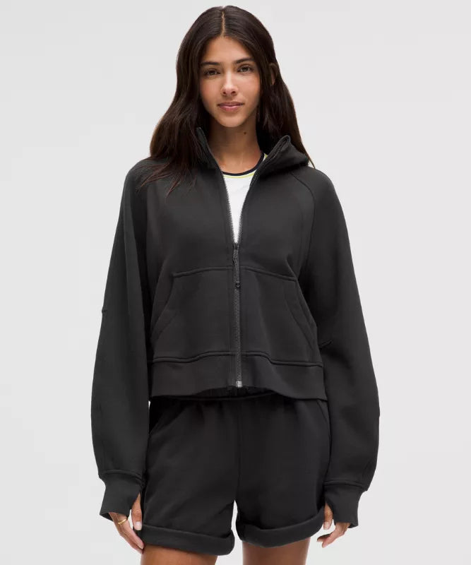 Scuba oversized full zip hoodie- black
