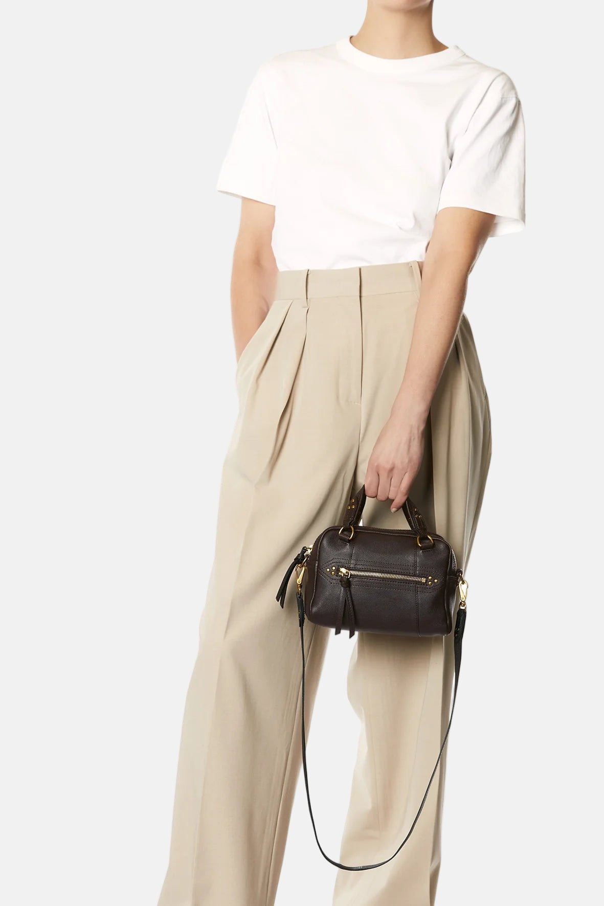 Lucky Bowling Mini Bag In Buffaloskin Moka