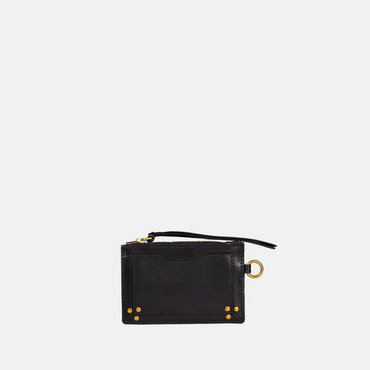 Lucky Porte Cartes in Noir Brass Cowskin