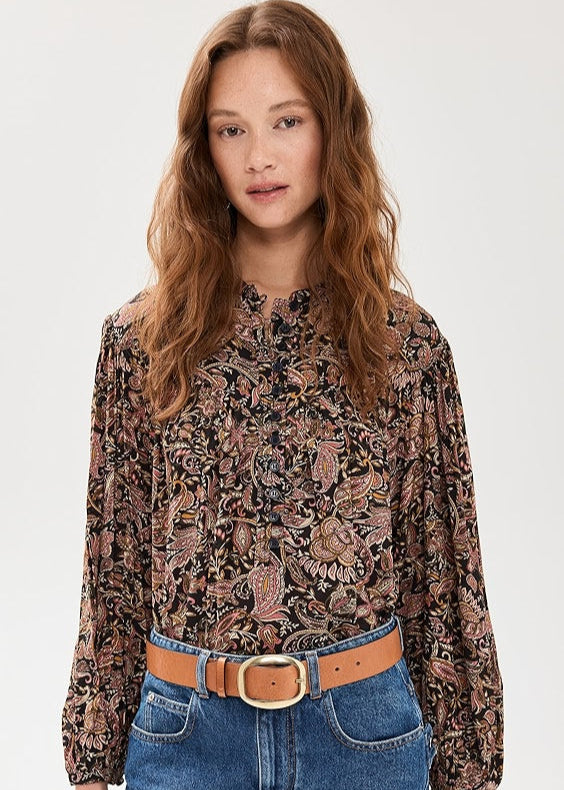 ZALIKA TOP - BLACK/OCHRE - MARANT ETOILE