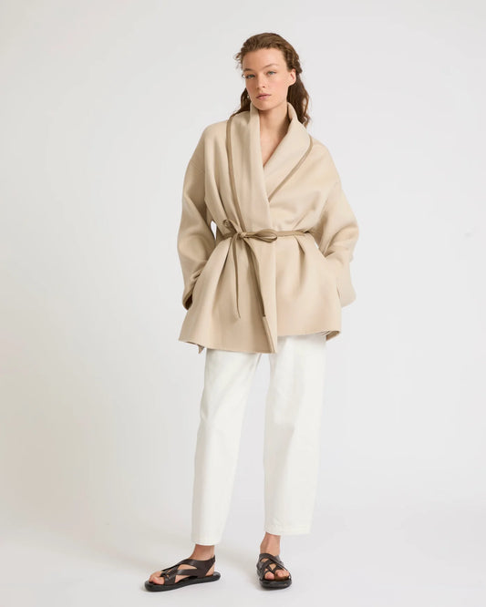 Cashmere Wrap Coat in Sable
