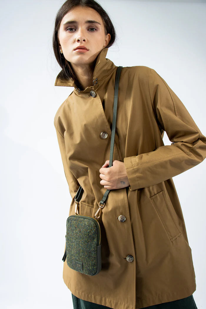 Cassia Phone Bag in Dark Green Tweed