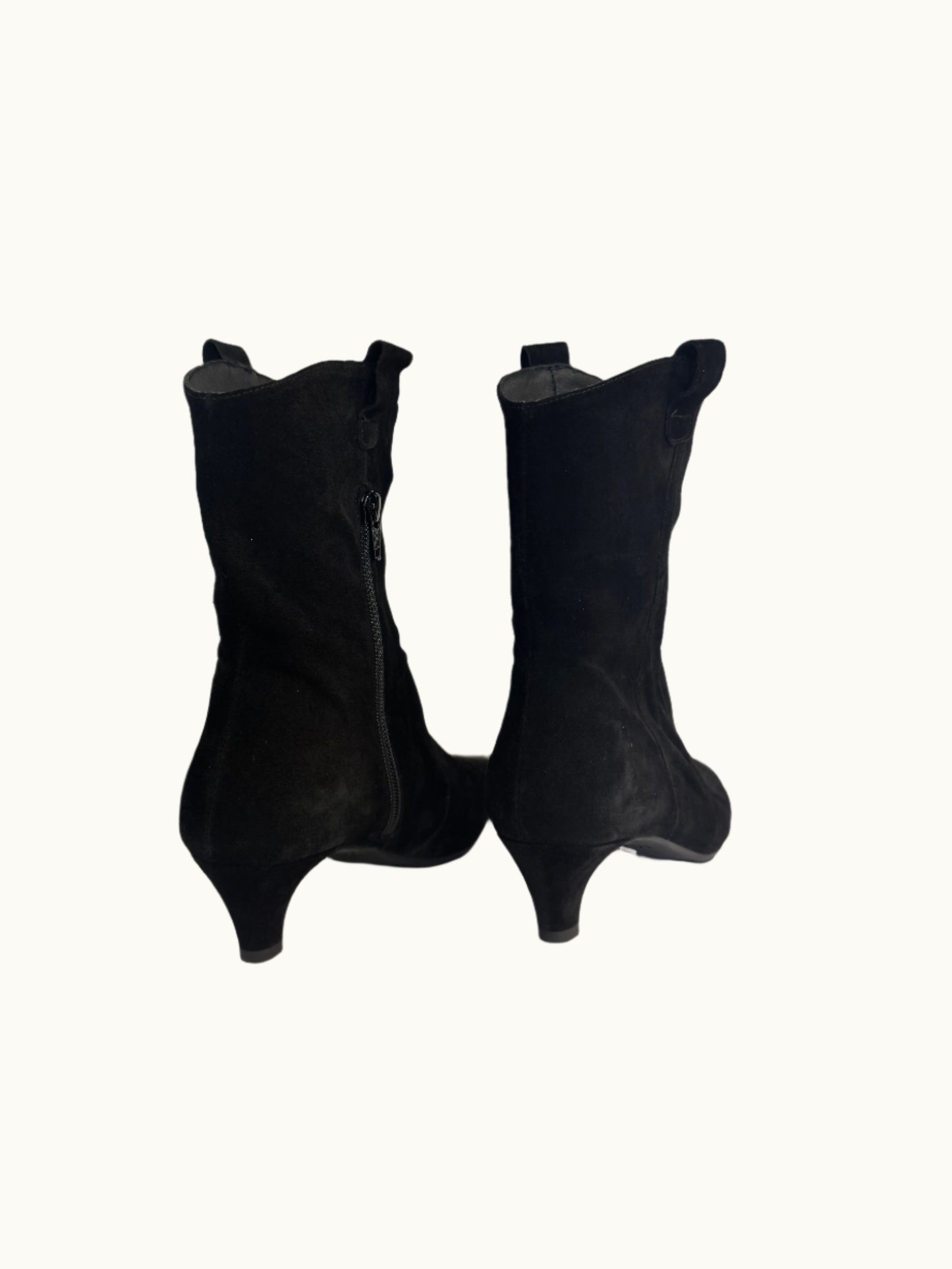 Checa Suede Pointy Toe Boot in Black