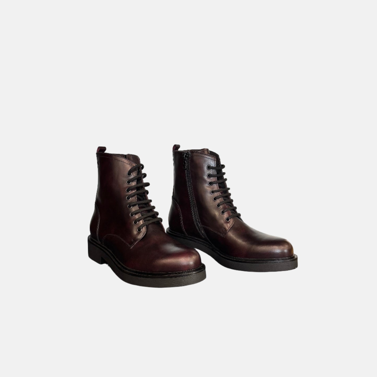Lace Up Combat Boot in Burgundy