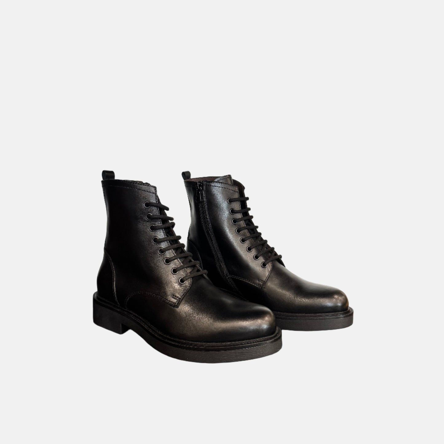 Lace Up Combat Boot in Black