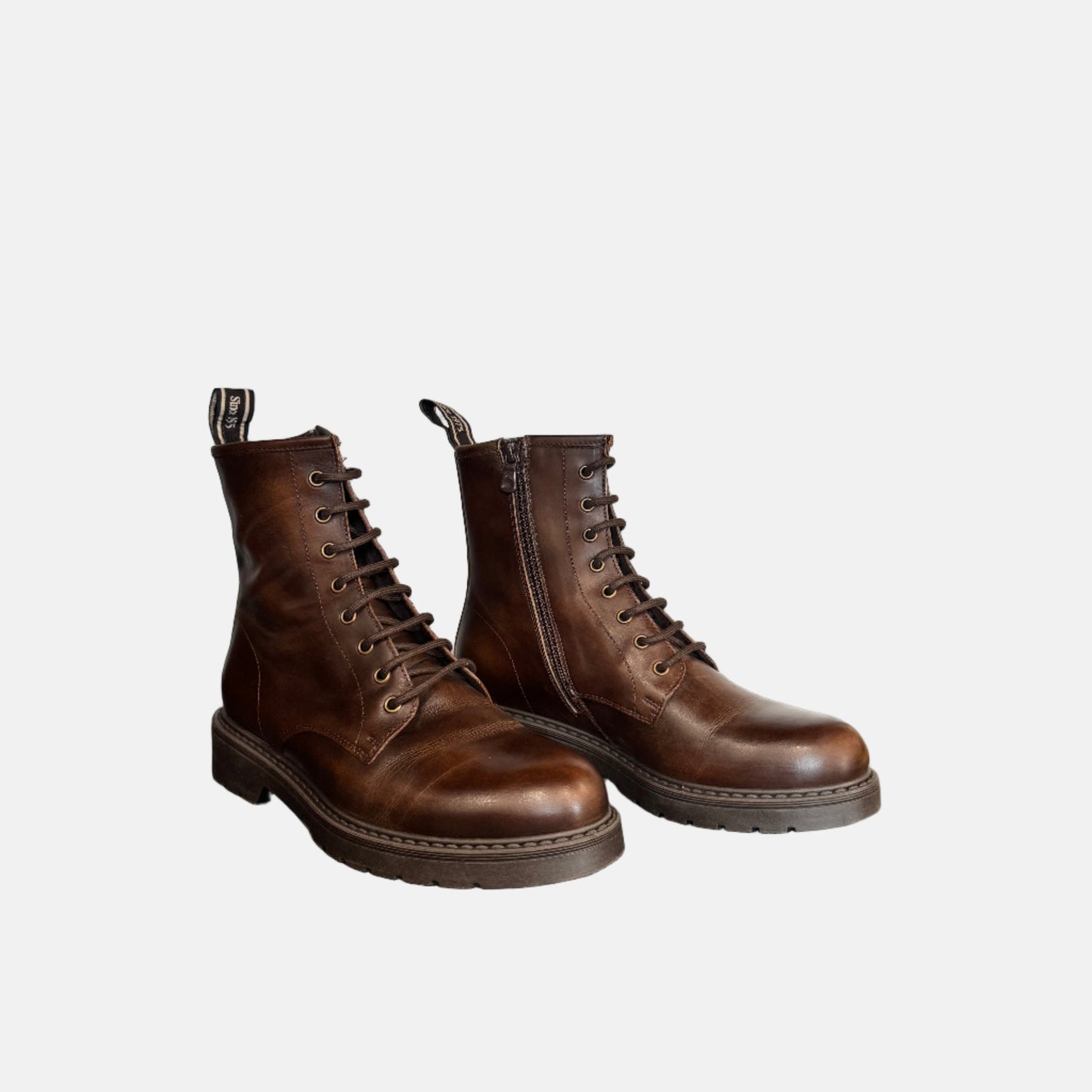 Lace Up Combat Boot in Brown
