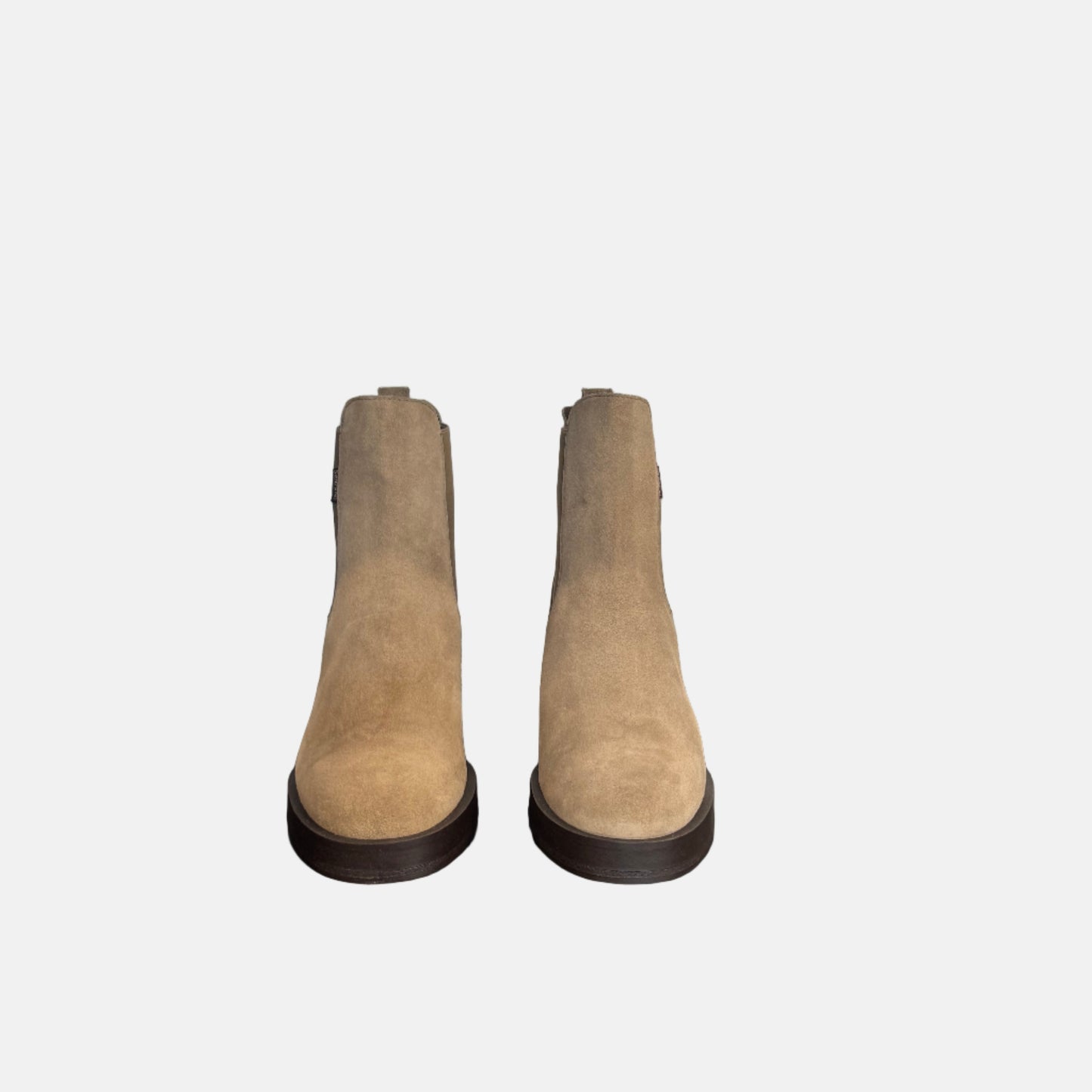 Block Heel Boot in Suede Taupe