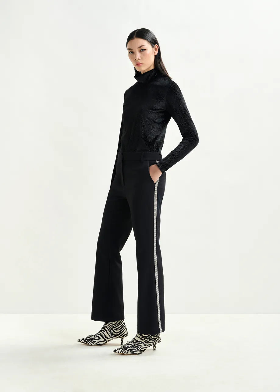 Stretch-Jersey Turtleneck Top in Black
