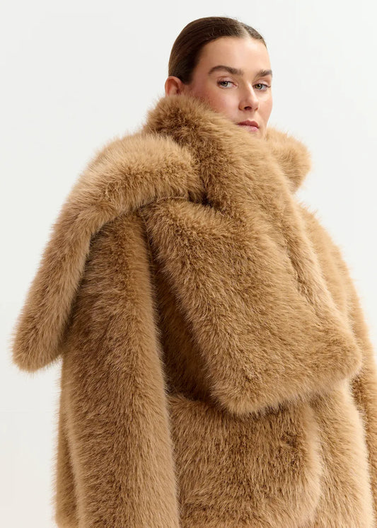 Faux Fur Scarf in Brown