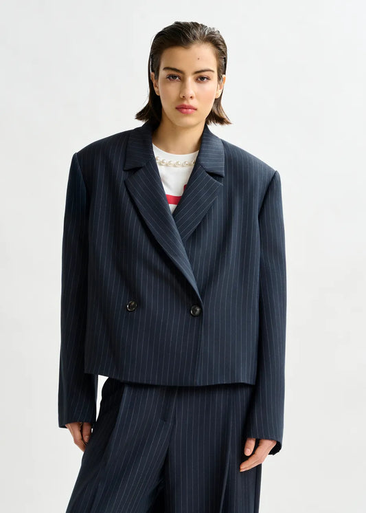 Cropped Striped Blazer