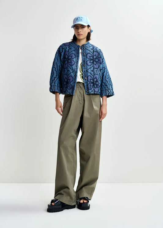 Jatropha Quilted Denim Jacket in Blue
