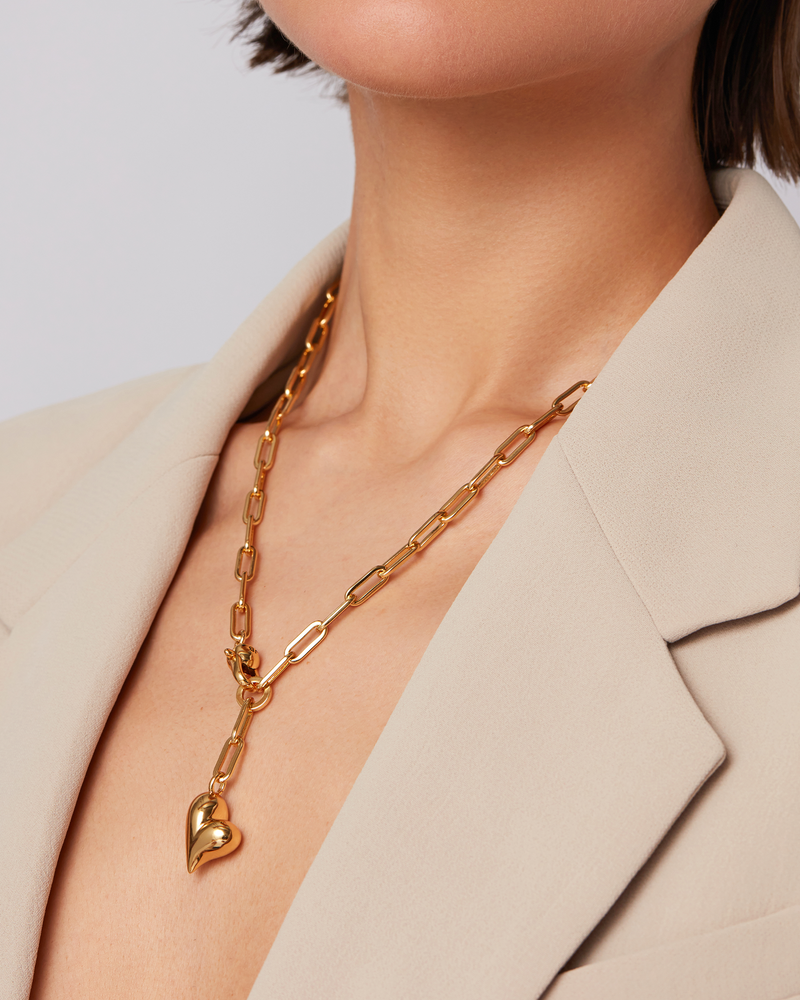 Puffy Heart Necklace in Gold