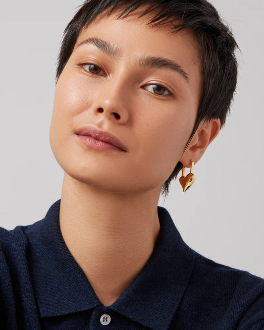 Padlock Heart Earrings in Gold