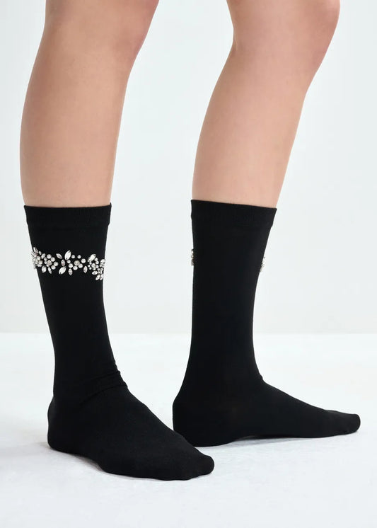Jiota Embroidered Socks in Black