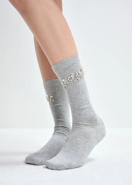 Jiota Embroidered Socks in Grey