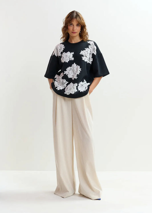 Jista Sweatshirt with Lace in Black