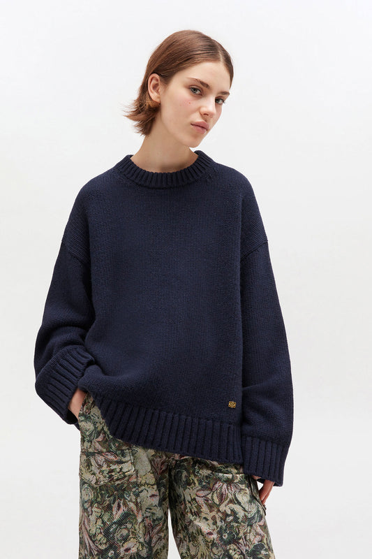 Wool Mix Sweater in Dark Blue