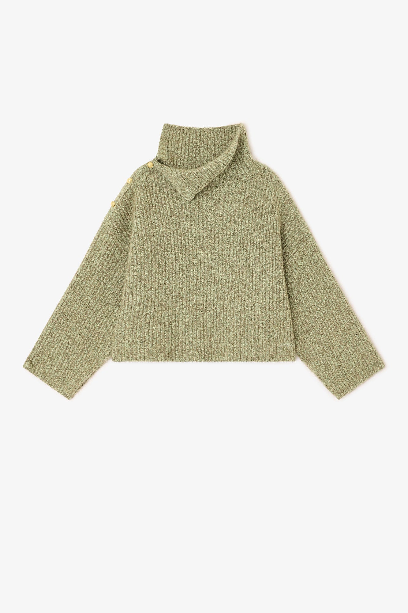 Brushed Mohair Mix Open Back Sweater in Green