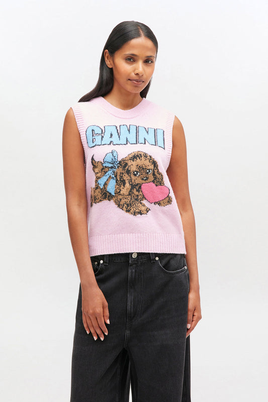 Puppy Wool Vest in Pink