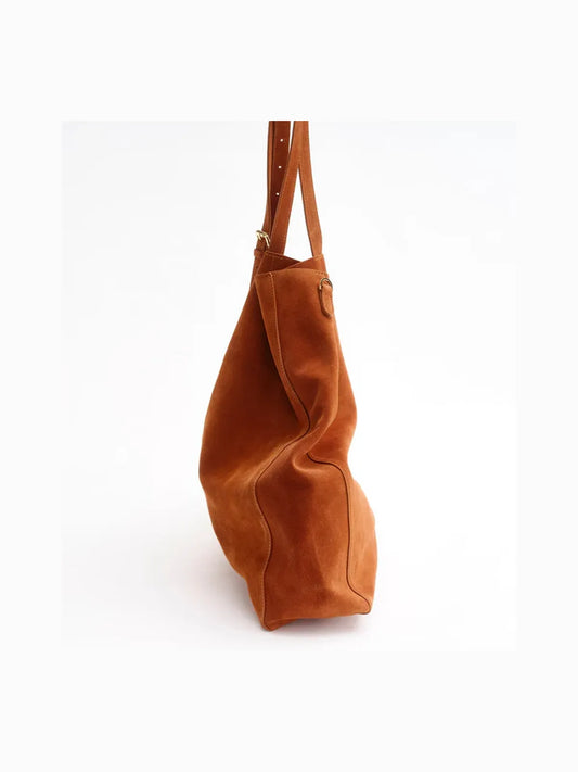 Panama Oversized Shopper Bag in Suede Tan
