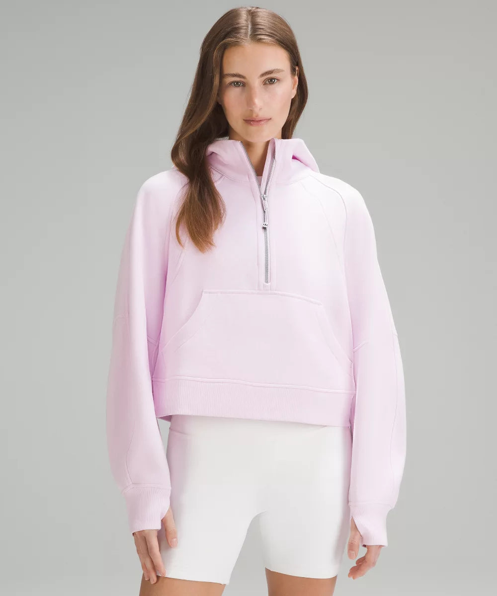 SCUBA OVERSIZED HALF ZIP FUNNEL NECK SWEATER - MEADOWSWEET PINK