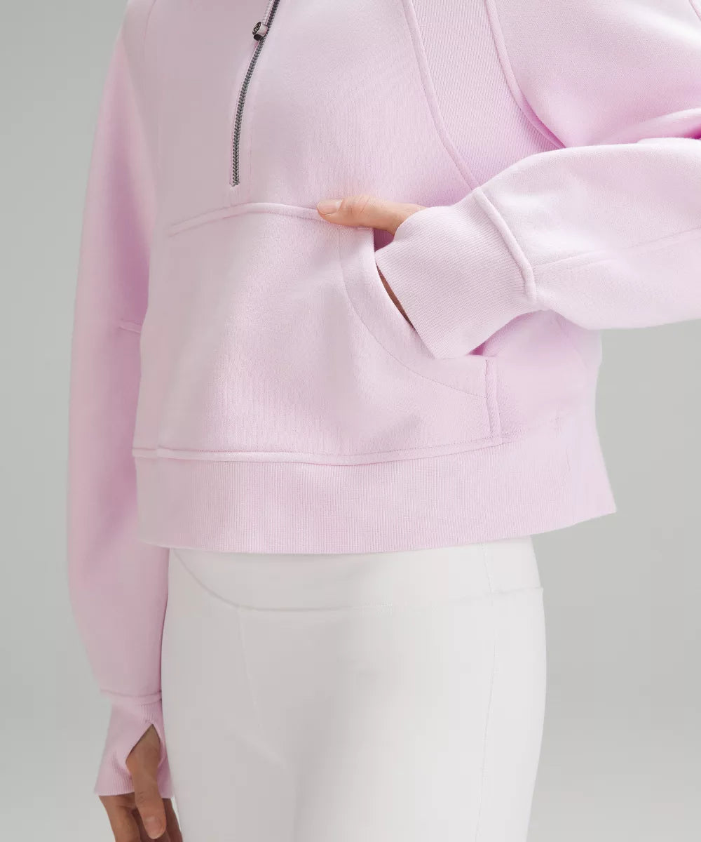 SCUBA OVERSIZED HALF ZIP FUNNEL NECK SWEATER - MEADOWSWEET PINK