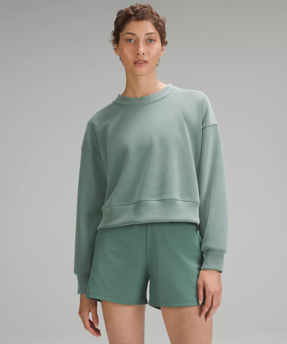 PERFECTLY OVERSIZED CROPPED CREW JUMPER-MEDIUM FOREST