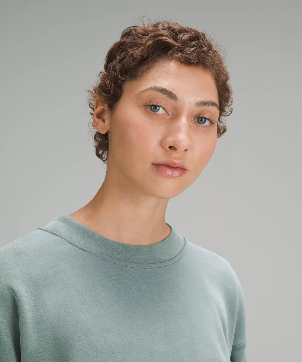 PERFECTLY OVERSIZED CROPPED CREW JUMPER-MEDIUM FOREST