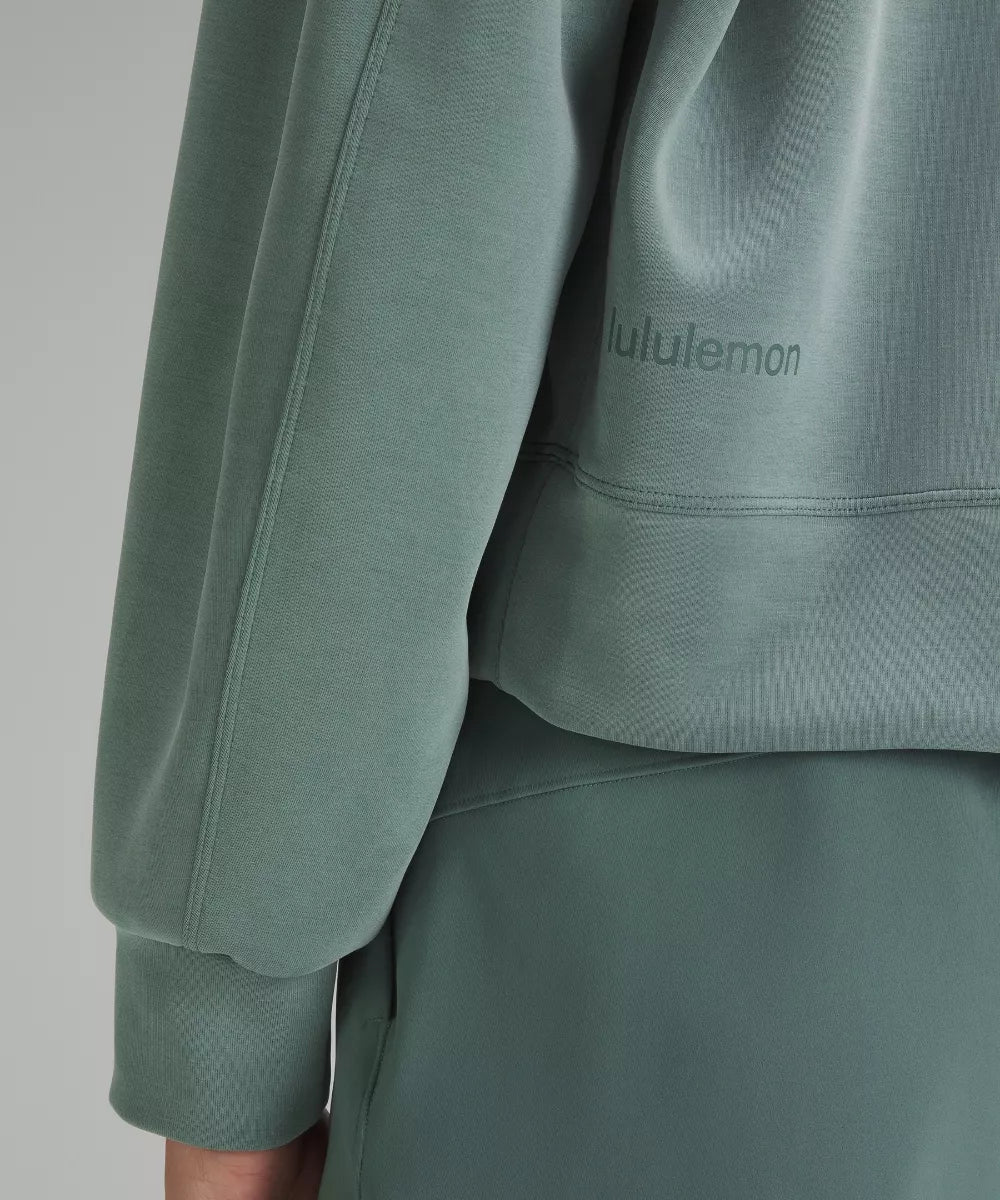 PERFECTLY OVERSIZED CROPPED CREW JUMPER-MEDIUM FOREST