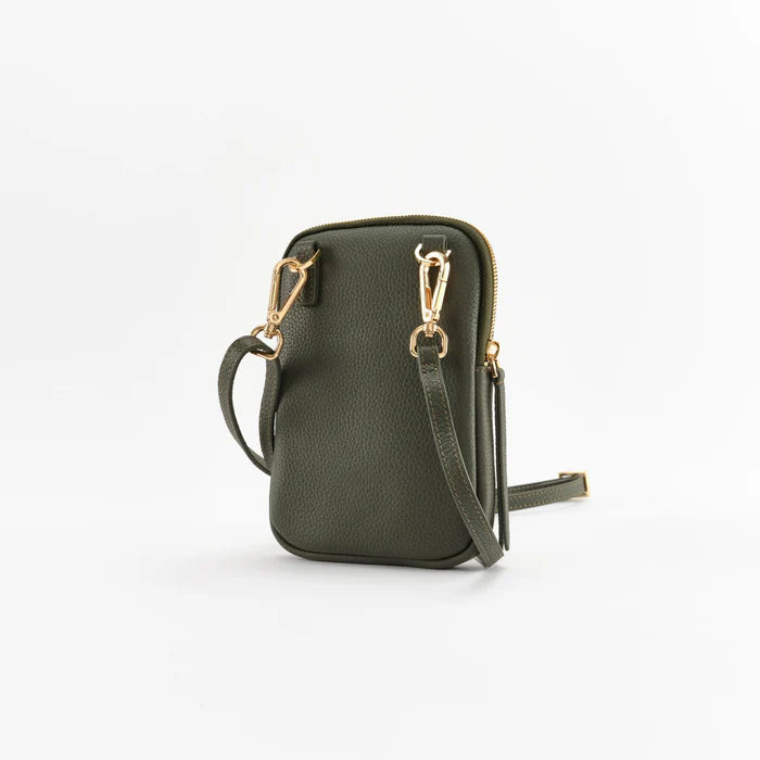 Cassia Phone Bag in Dark Green Tweed