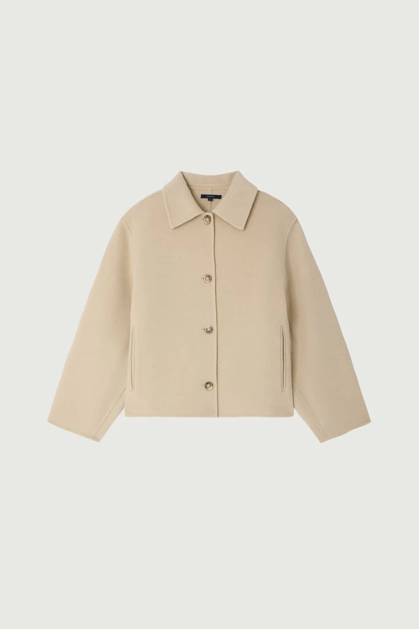 Gyoda Short Coat in Chalk Double Face Wool