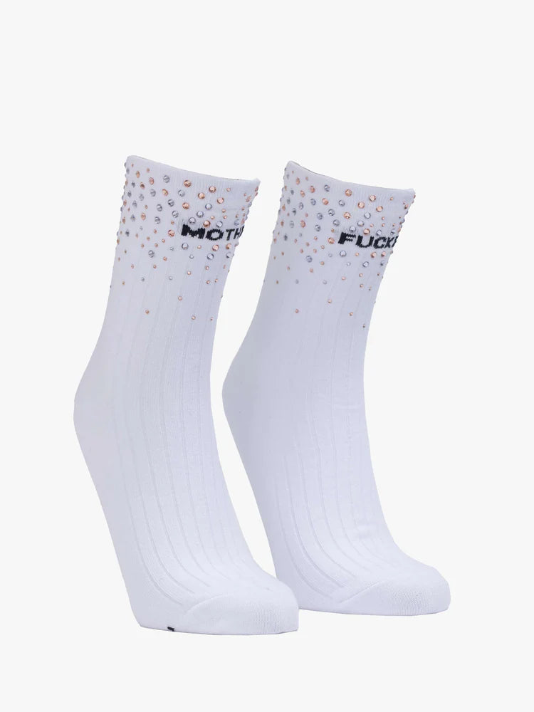 Mother Fucker Rhinestones Sock