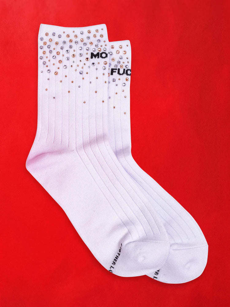 Mother Fucker Rhinestones Sock