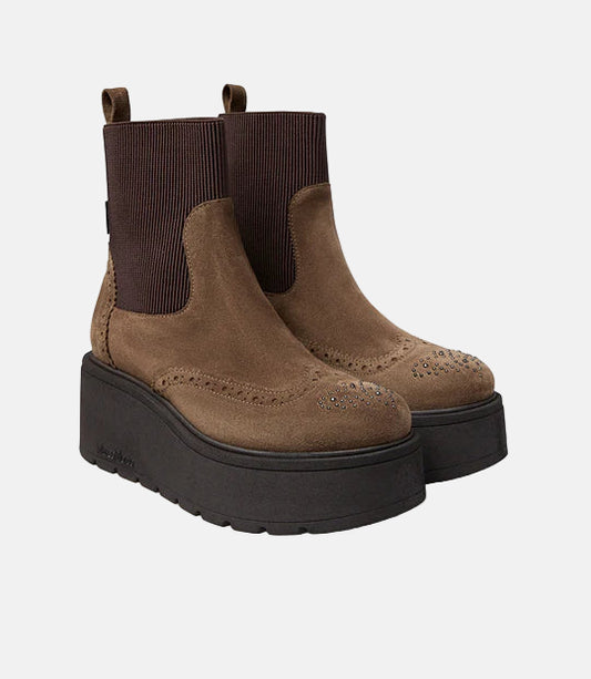 Nour Platform Boot in Brown Suede