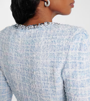 Check Knit Cardigan in Blue