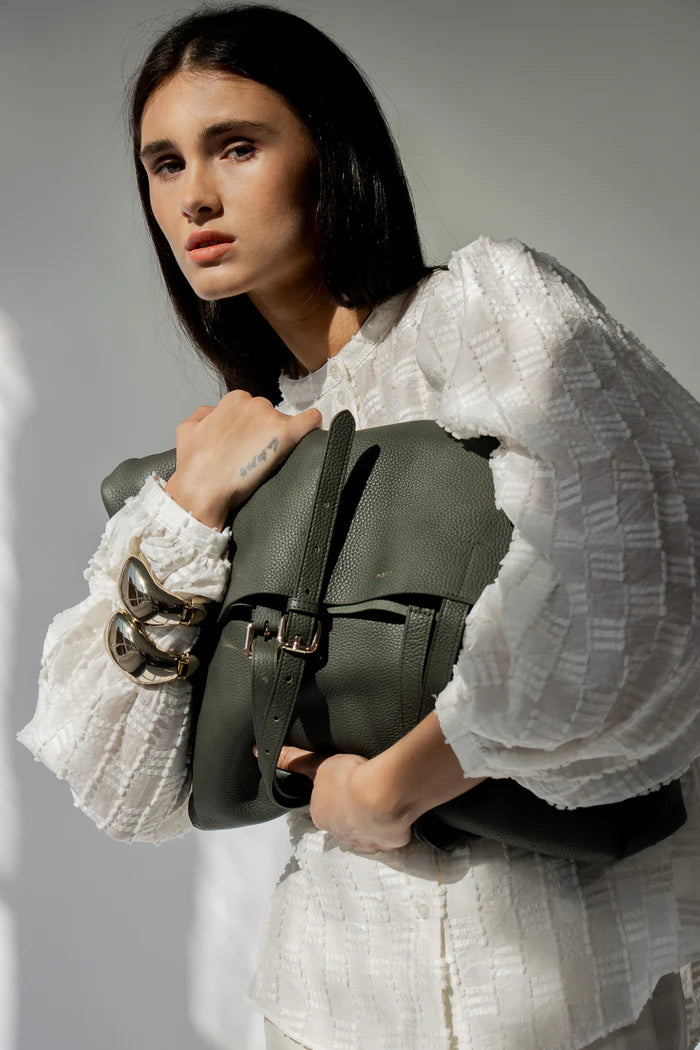 Panama OverSized Shopper Bag in Dark Green