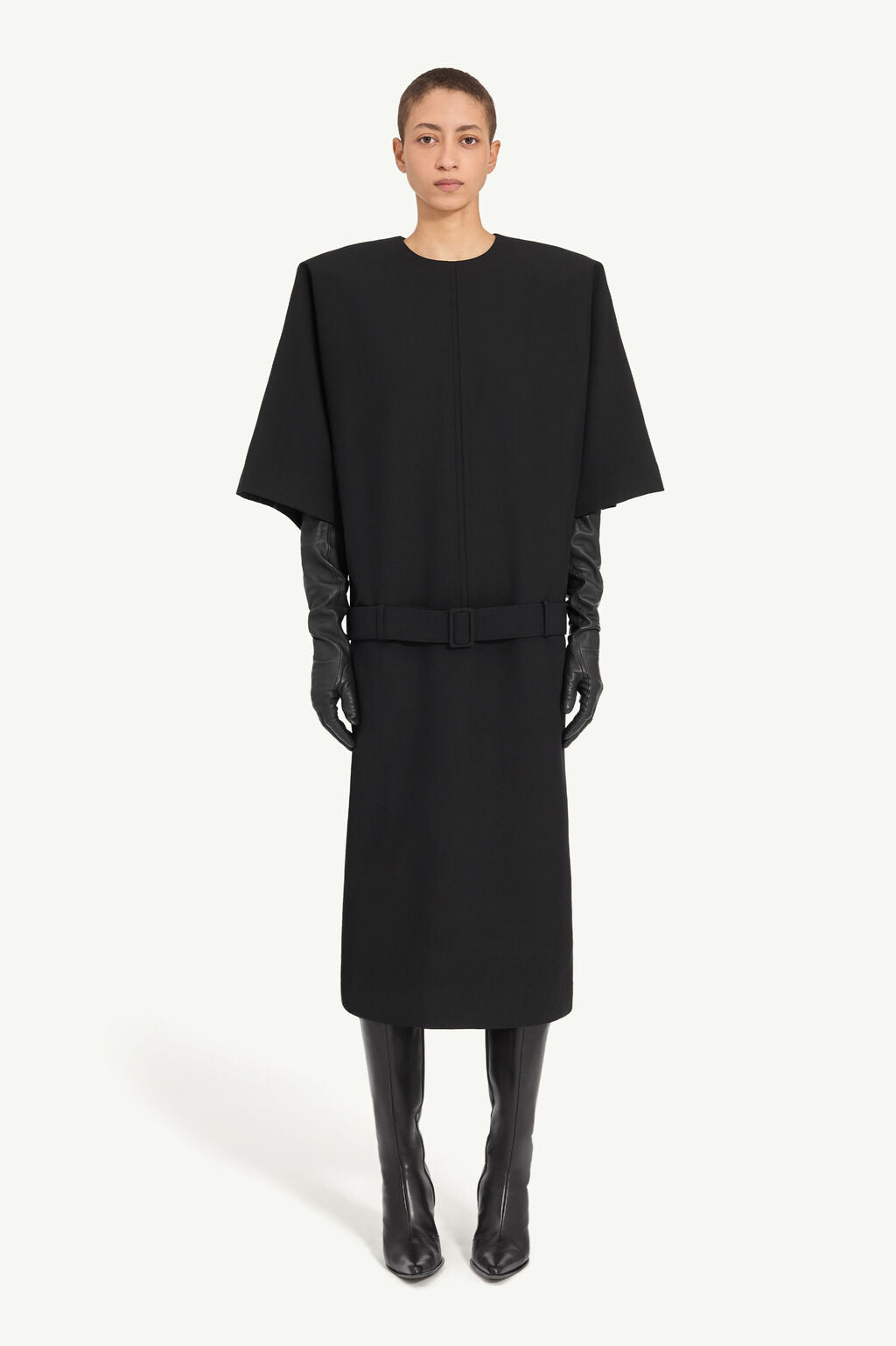 Wool Midi Dress in Black