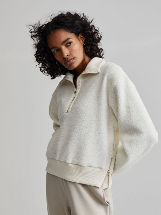 Roselle Half Zip Fleece in Egret
