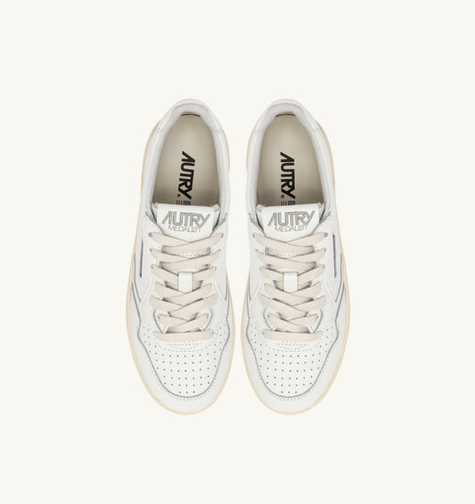 Medalist Platform Sneakers  in White Leather