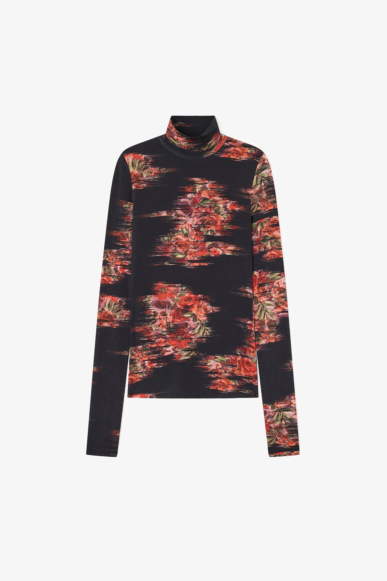 Floral Jersey Turtleneck
