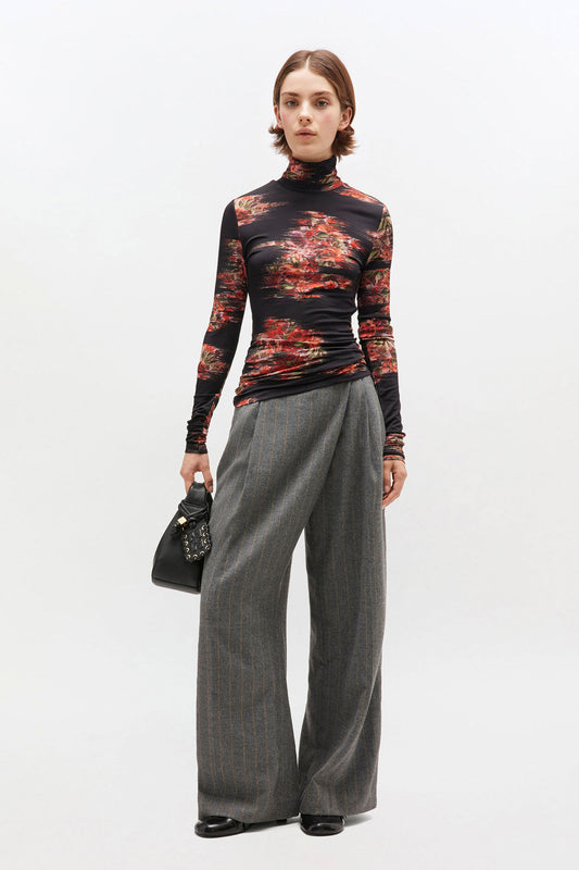 Floral Jersey Turtleneck