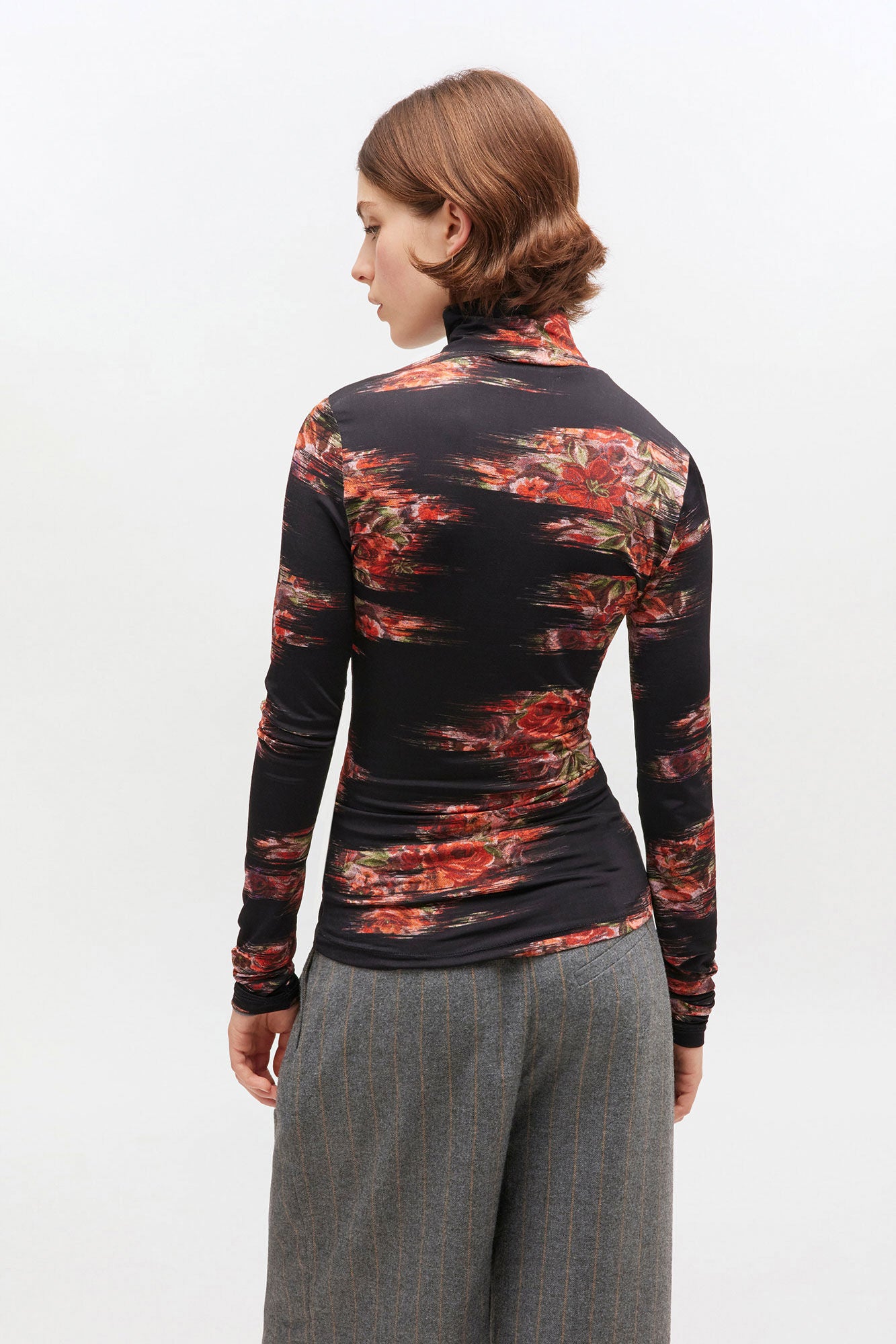Floral Jersey Turtleneck