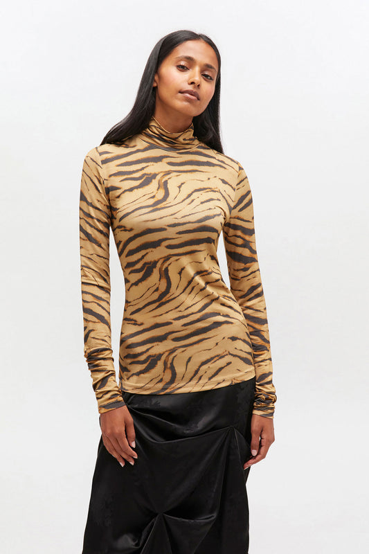 Jersey Turtleneck in Zebra Print