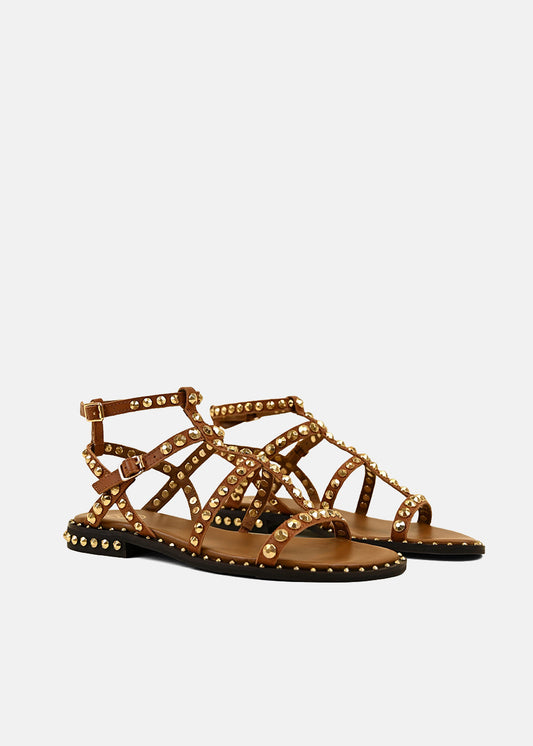 Precious Studded Sandals in Brown