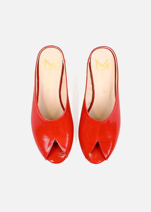 Kitten Heel Mules in Orange
