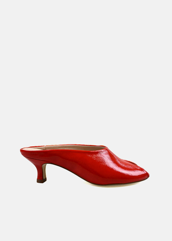Kitten Heel Mules in Orange