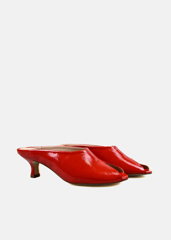 Kitten Heel Mules in Orange