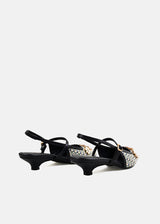 Rafia Heel in Cream/Navy