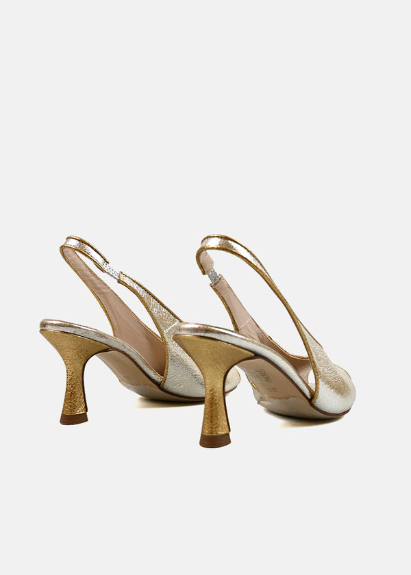 Slingback Open Toe Heels in Champagne
